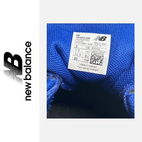 New Balance Youth 680 V6 Marine Blue/Lemon Slush YP680LM6 - Size 2 - Picture 4 of 4